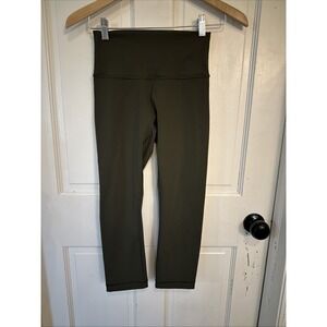 Lululemon Wunder High Rise Crop Leggings 21" Size 4 Dark Olive W6ATTS Athleisure